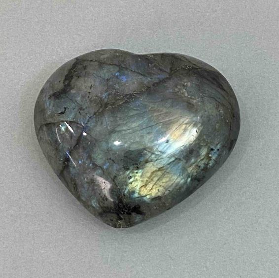 Labradorite heart-shaped souvenir stone, 68x60x30 mm, weight from 178 g