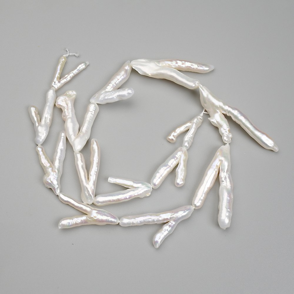 Baroque Pearl Beads with petrol tint, 21-33×15-17 mm, length 37 cm+