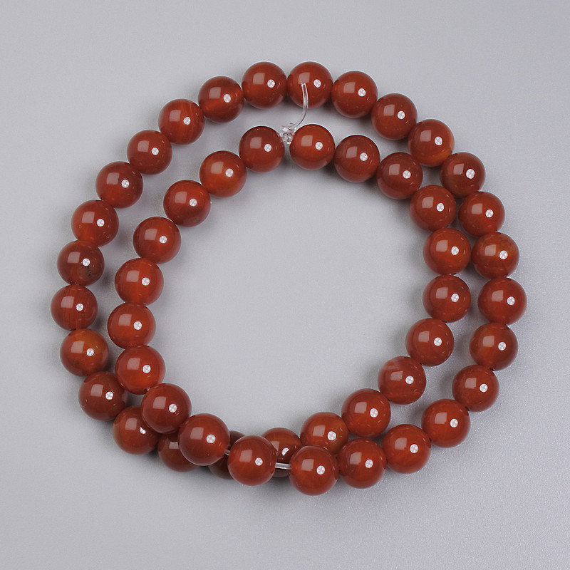 Carnelian Beads, Smooth Round, 8 mm Diameter, on Thread, 38 cm Length+