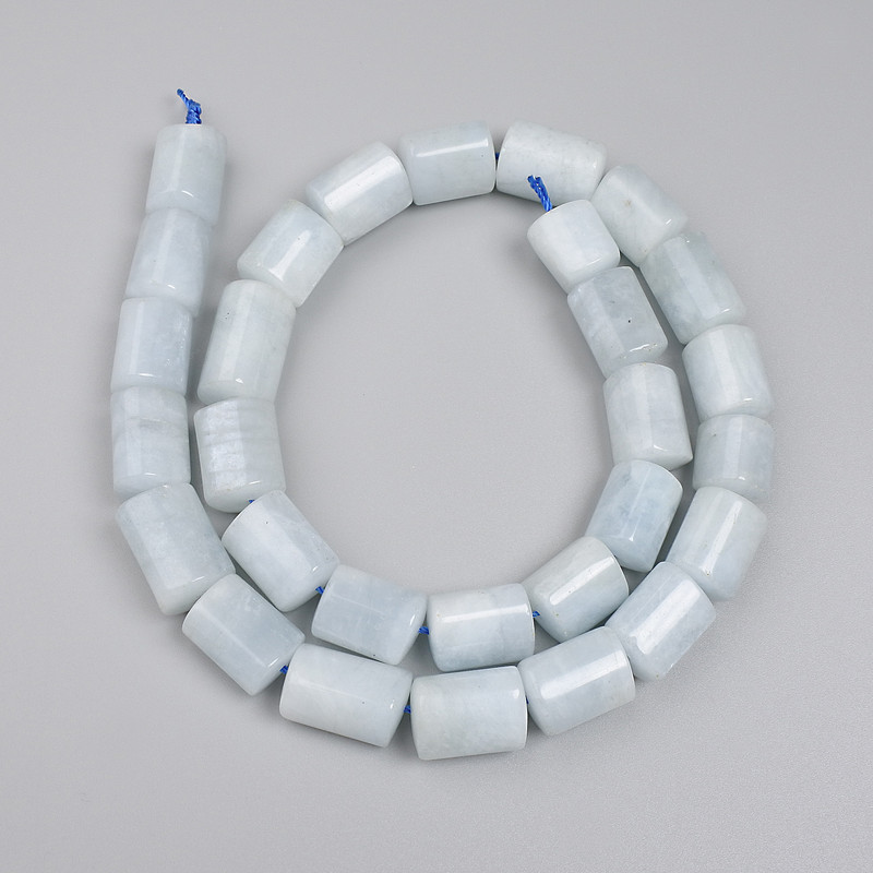 Aquamarine Beads, Triangular Faceted, Diameter approximately 10–16×10 mm, On Thread, Length 39 cm+