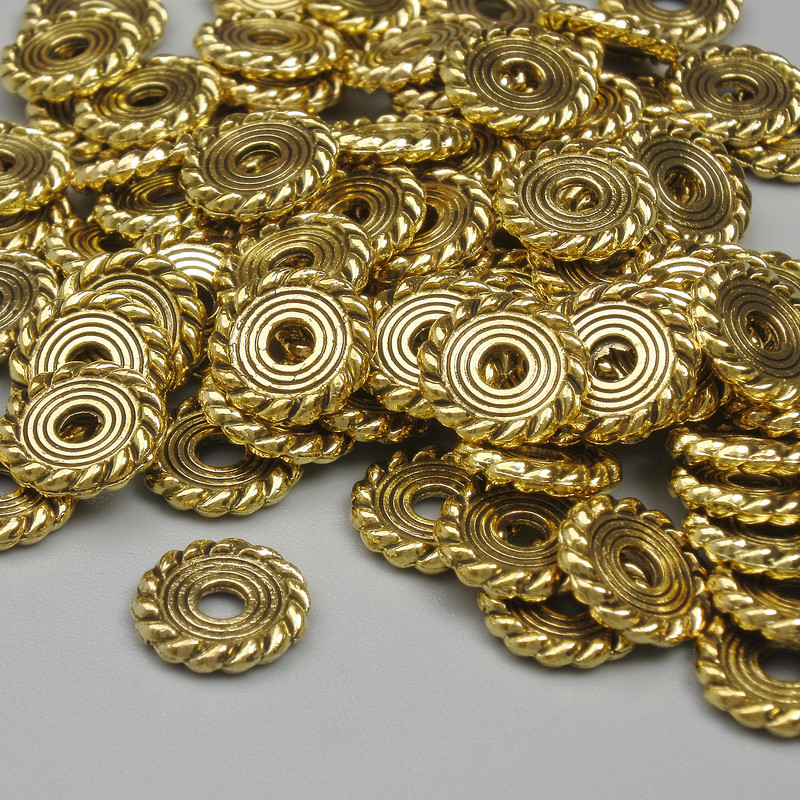 Gold-tone bead insert findings, 8 x 1.5 mm, hole diameter 2 mm, packaging 20 g (~80 pcs)