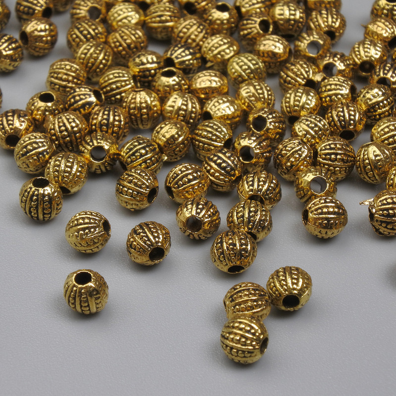 Bead Insert, Gold-Colored Metal, 4 mm Diameter, Hole Diameter ~1 mm, Packaging 20 g (~125 pcs)