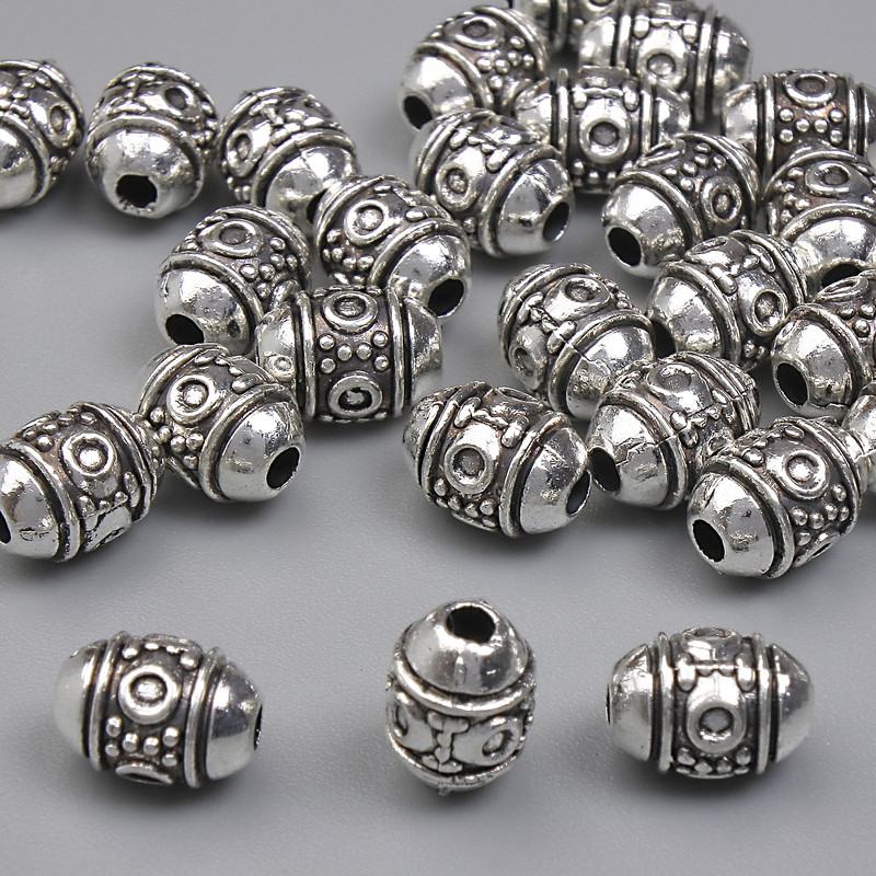 Bead insert, silver metal color, 7.5×5.5 mm, 1.6 mm hole, packaging 20 g (~28 pcs)