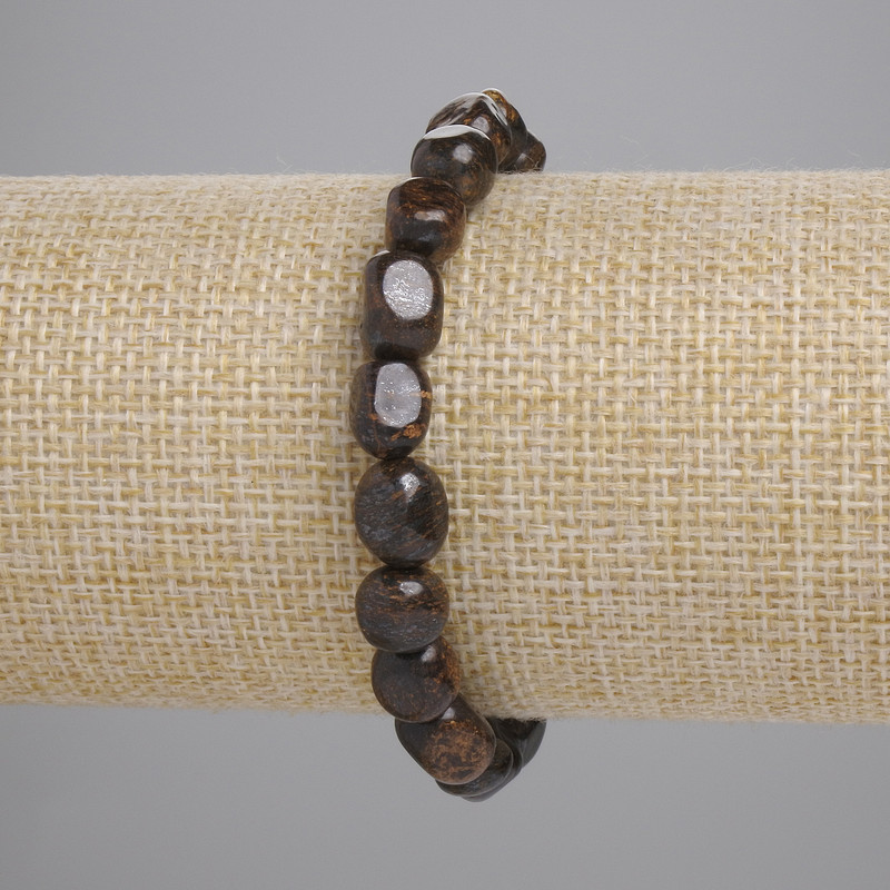 Bronzite faceted bracelet, bead diameter 7-12×7-8 mm, length about 18 cm, stretch bracelet