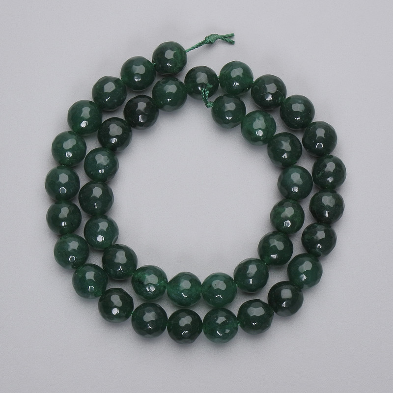 Jadeite Beads, Faceted Round, 9 mm Diameter, on a 38 cm Strand