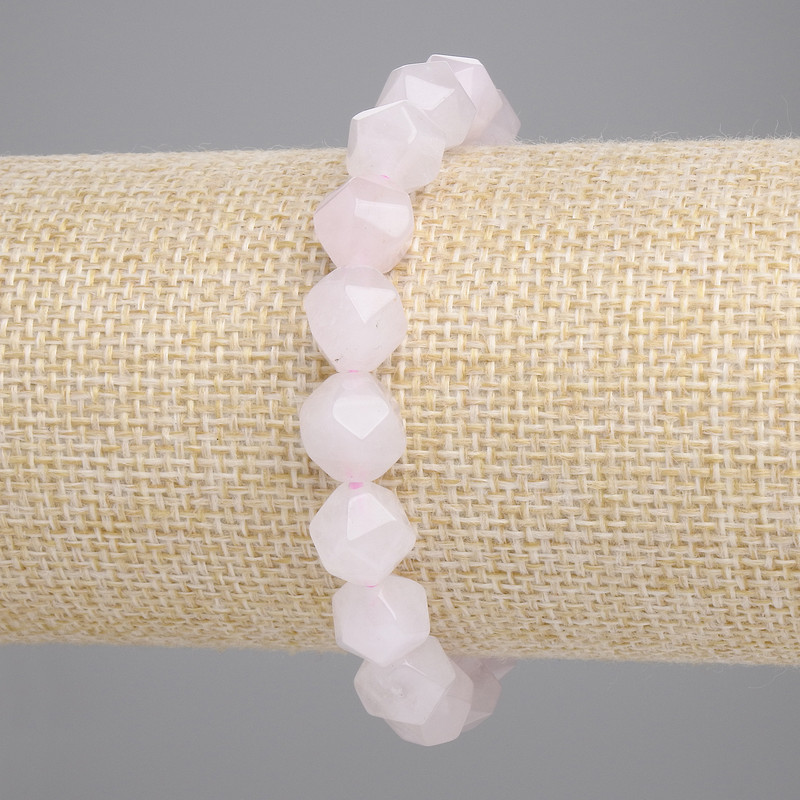 Rose Quartz Faceted Bracelet, 5mm beads, diameter 10x8, length ~18 cm, elastic