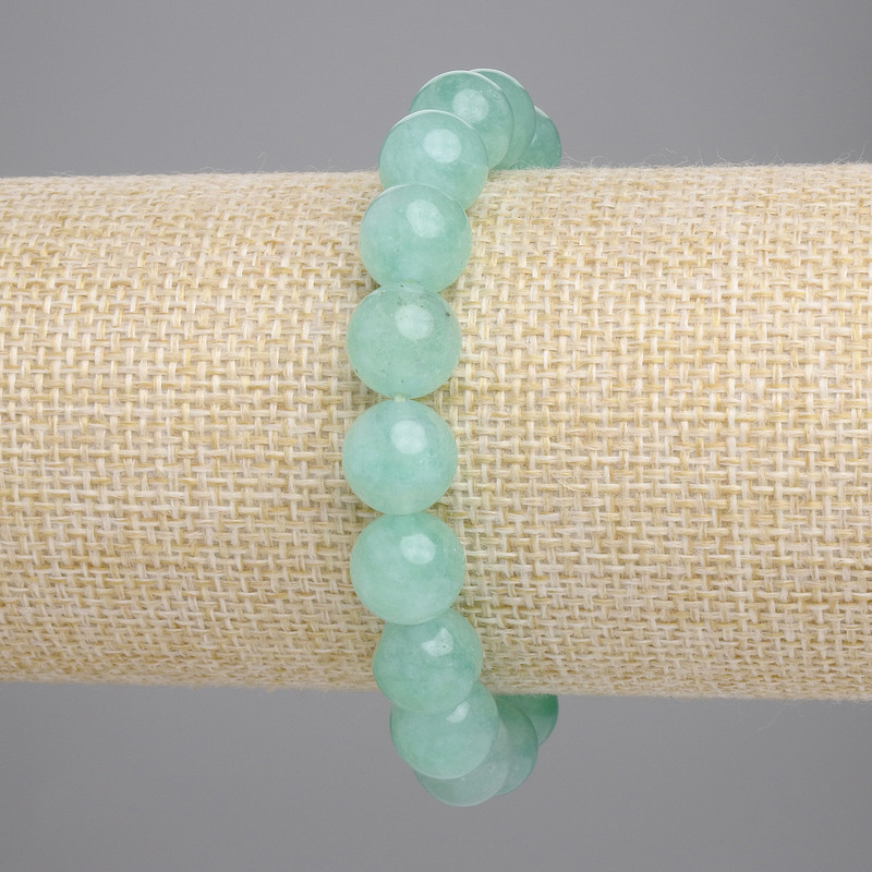 Amazonite Bracelet with Smooth Beads, 10 mm diameter, 18 cm length, stretch
