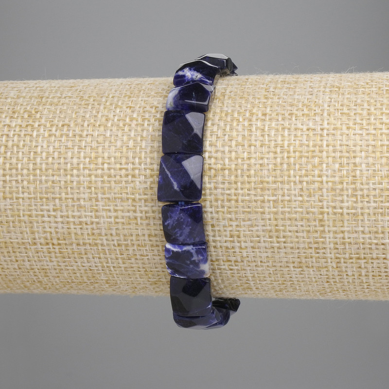Sodalite Bracelet, Faceted, Square Beads, 18 cm (Stretch)