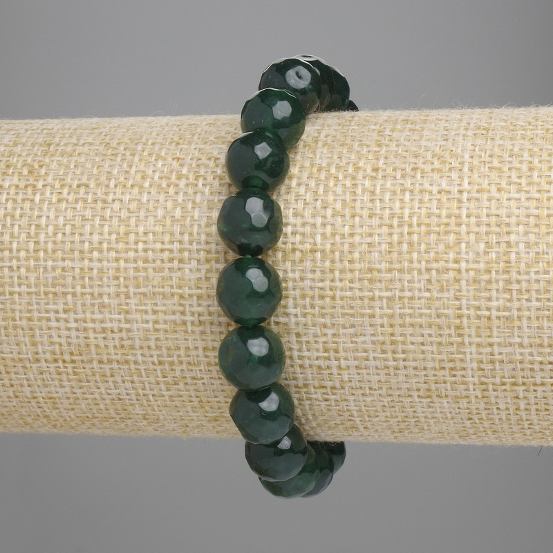 Jadeite bracelet with a faceted bead, 9.5 mm diameter, 18 cm length, stretch