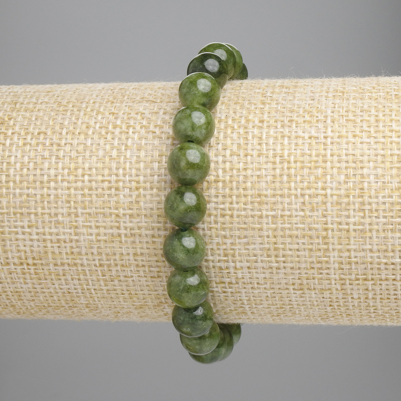 Jadeite Bracelet - Smooth Beads, 8 mm Diameter ± (Stretch), Length 18 cm+