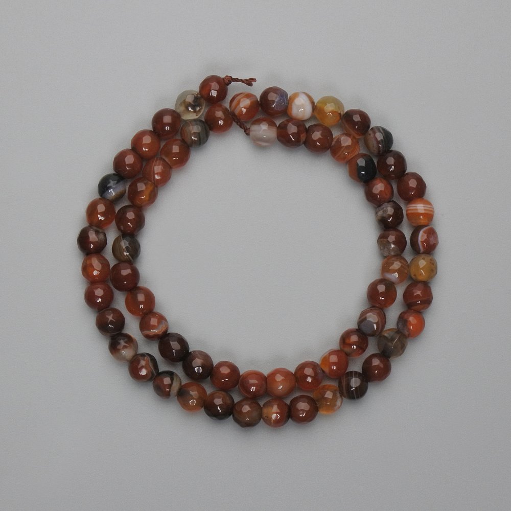 Faceted Agate Beads, Round Ball, 6mm Diameter, 36cm Length on Thread