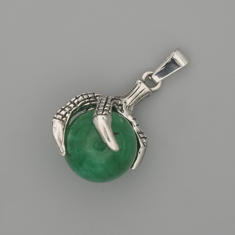 Paw Pendant with Chrysoprase Ball 18×37 mm ± Silver-Colored Metal