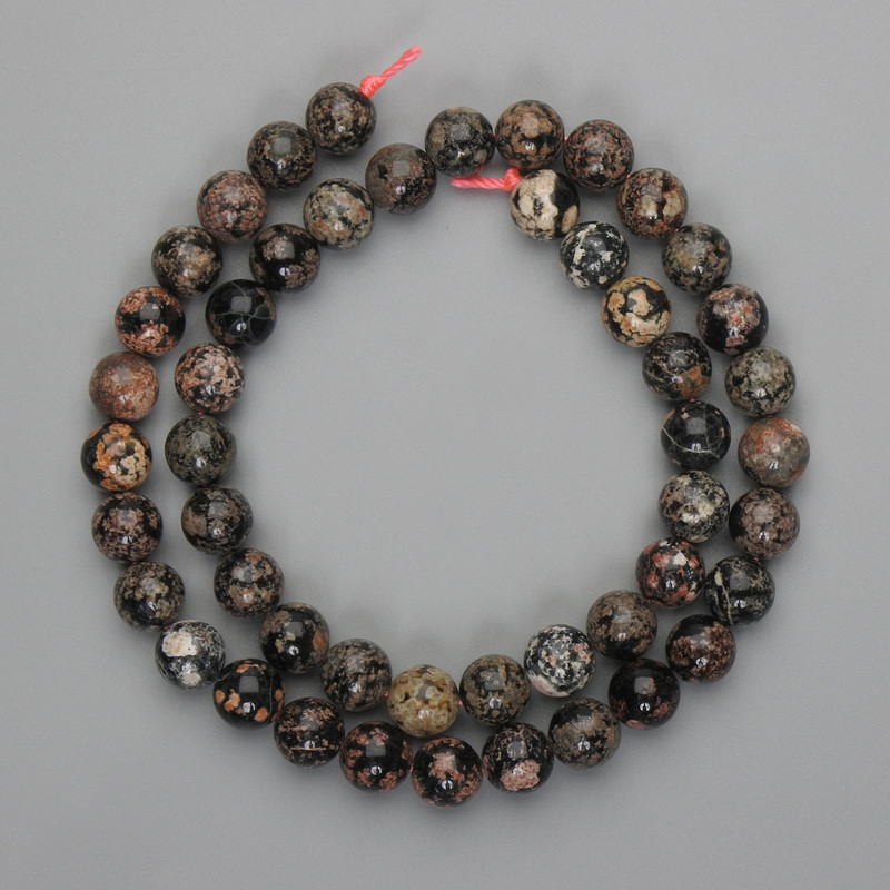 Landscape Jasper Beads, smooth round 7.5 mm, 39 cm on thread