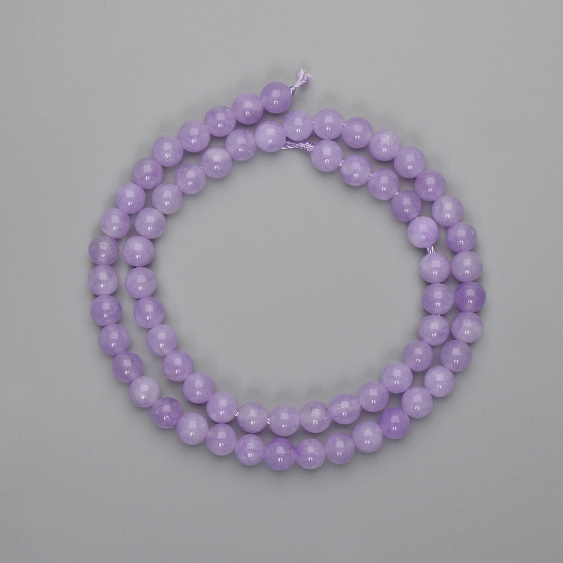 Kunzite Beads, Smooth Round 6mm (+/-), 38 cm length
