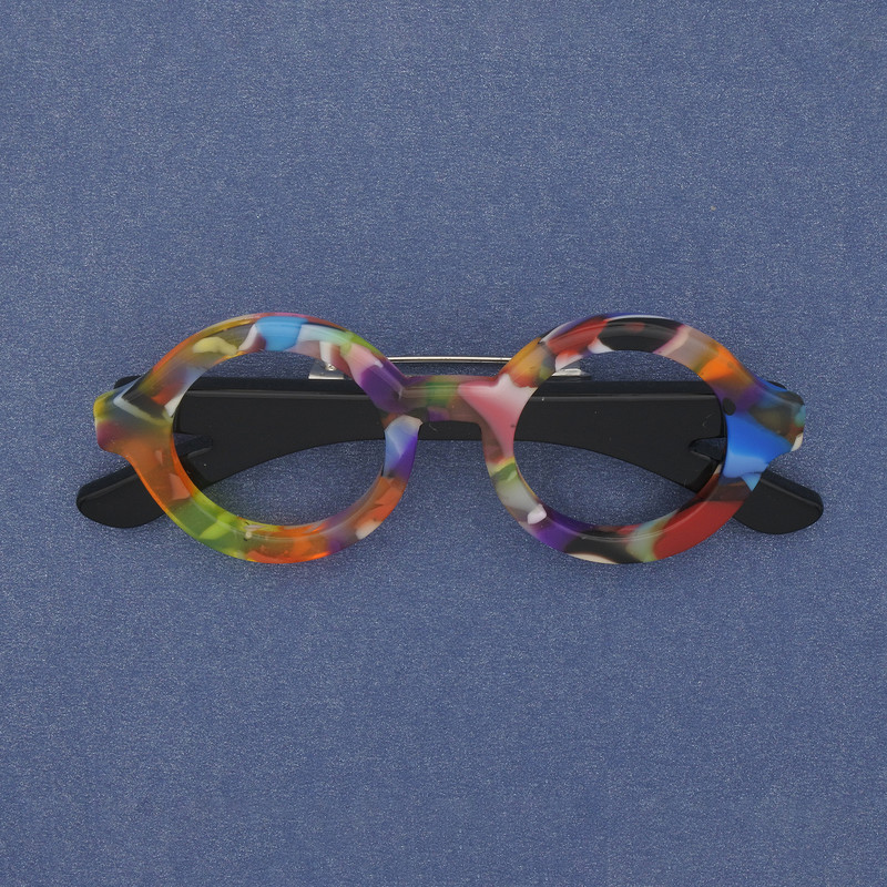 Brooch 'Glasses' Acrylic Silver Metal 65×25 mm+