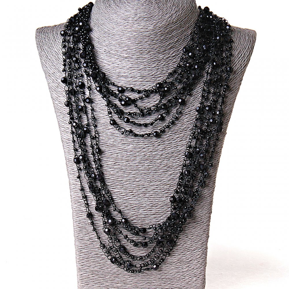 ( 140 cm ) Spiderweb Necklace with Round Pendants, Black