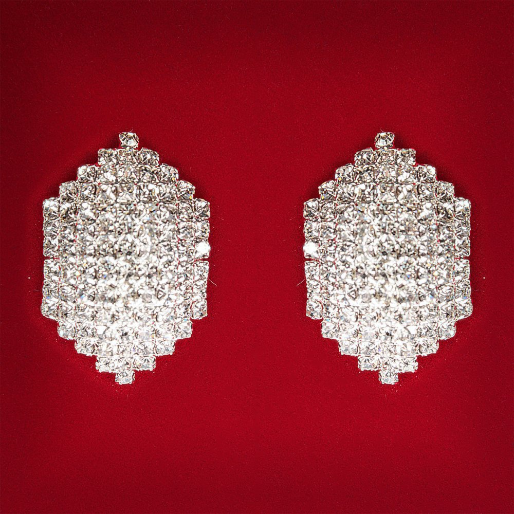 ( 22x22 мм ) Сережки жіночі білі стрази світлий метал весільні вечірні пусети кульчики ( пусети ) класичні середні