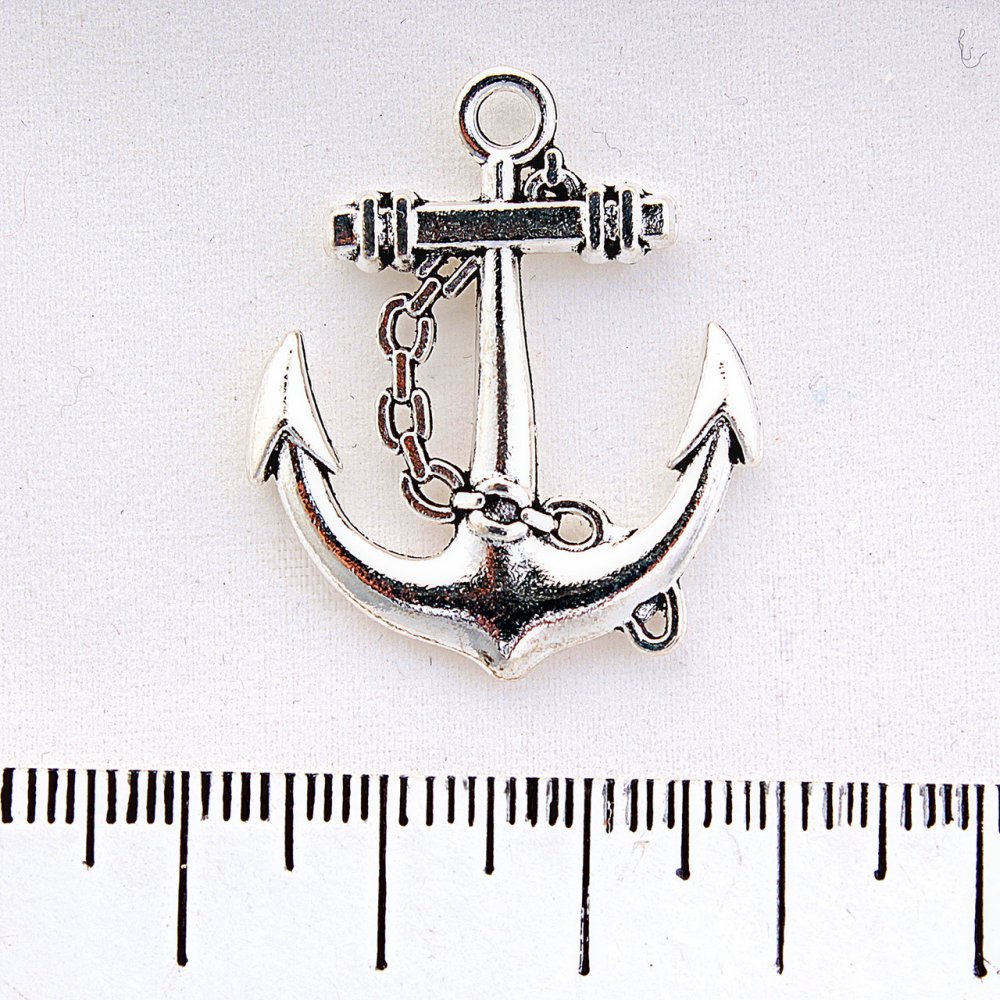 Pendant Fittings: Anchor with Chain 27x27mm, pack of 6