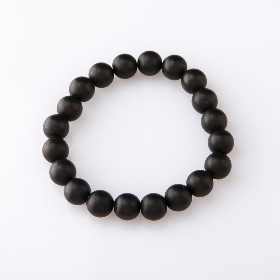 Shungite bracelet on elastic, 10 mm diameter, 18 cm length +