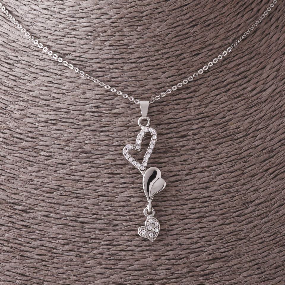 Heart Pendant on Chain, Silver Tone, 45cm