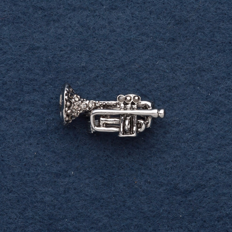Trumpet Brooch 3×0.5 cm Gray Metal