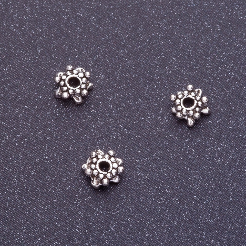 Bead spacer insert "Snowflake", Silver color, d1-6mm d2mm, packaging 20 g ± 51 pcs
