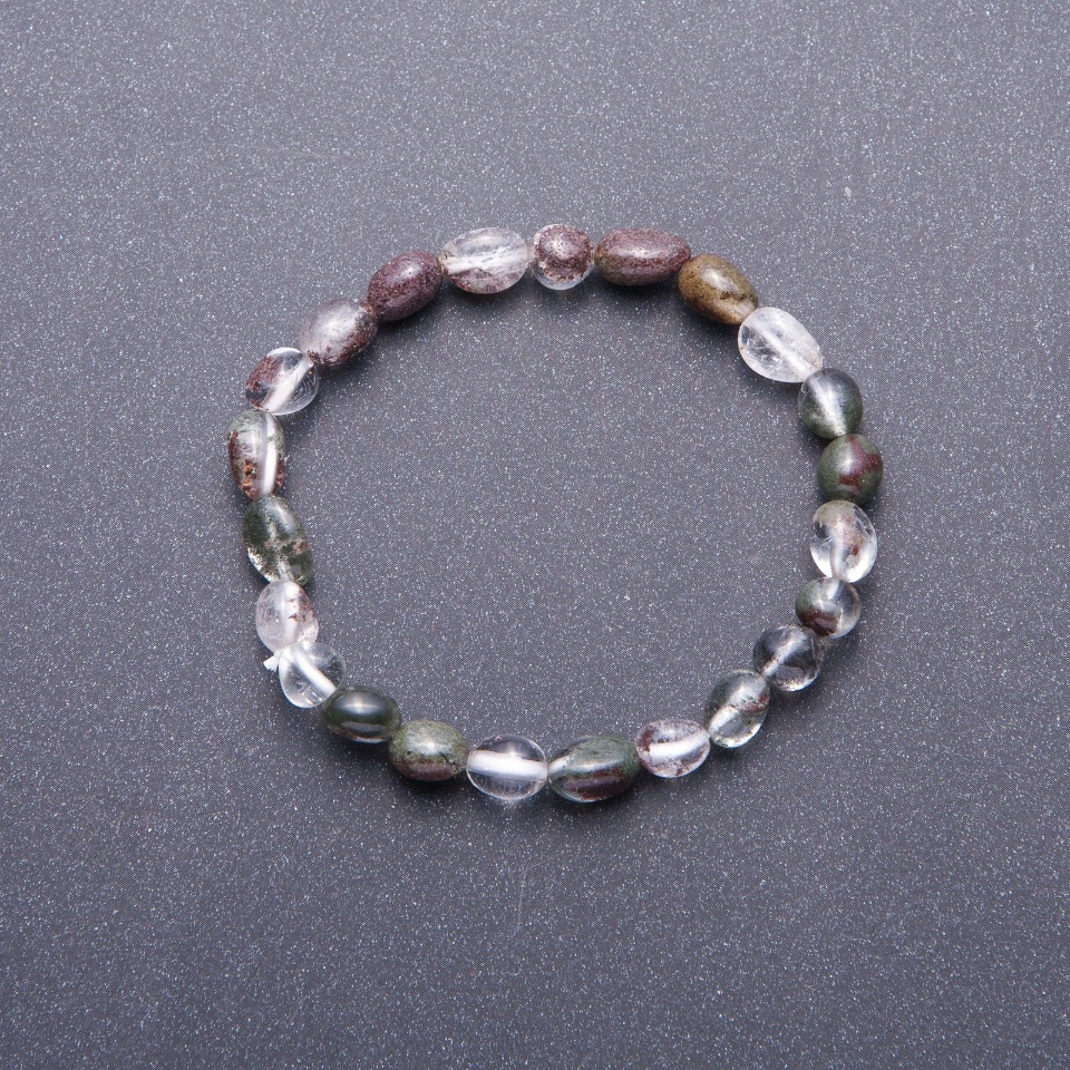 Bracelet with natural moss agate beads, 6 mm diameter (±), 18 cm circumference on elastic cord
