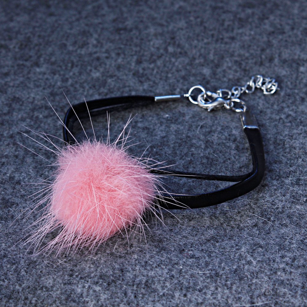 Pink Natural Fur Bracelet