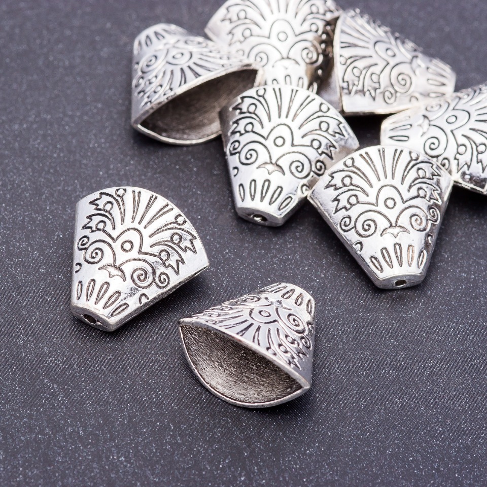 Bead end caps, 18x19x7 mm, hole diameter 5 mm, pack of 10