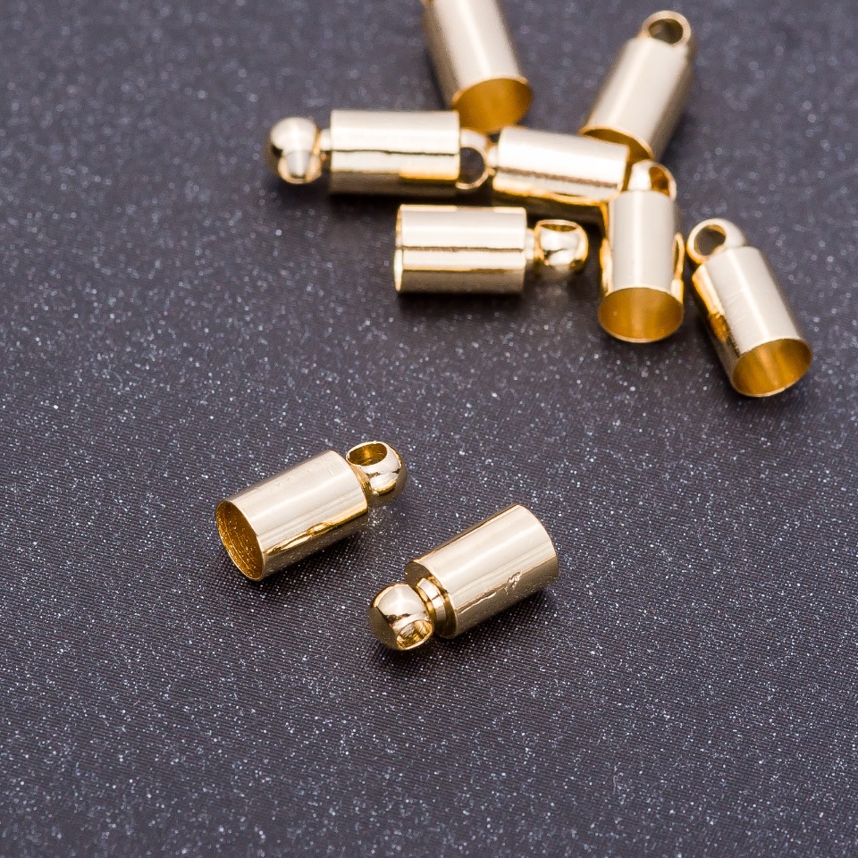 End cap 'Gold', diameter 4 mm, length 9 mm, bore 5 mm, 2 pcs