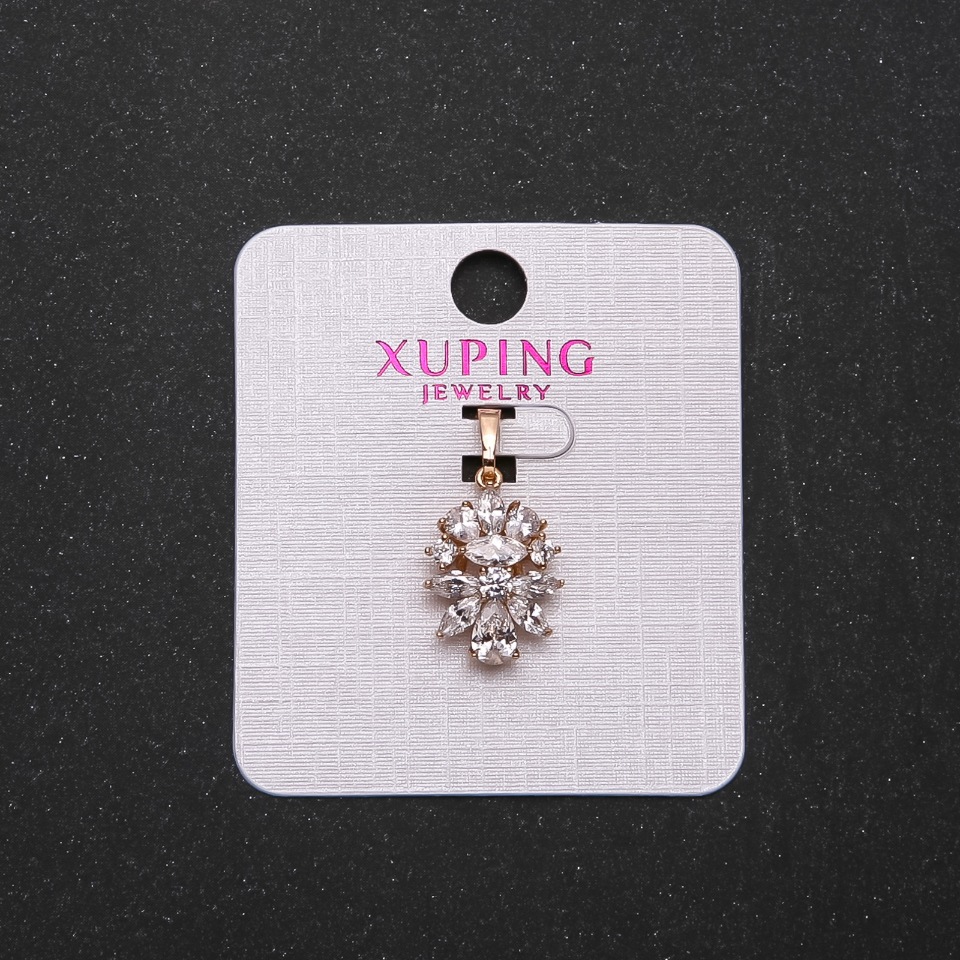 Xuping Pendant with White Stones, 18×13 mm Diameter, 2.3 cm Length, Gold Color