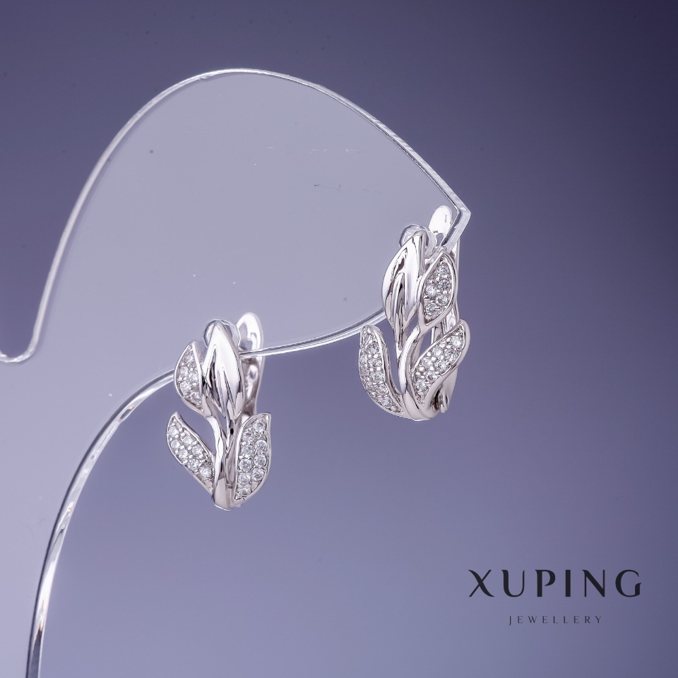 Xuping Leaves Earrings 14x10 mm Rhodium