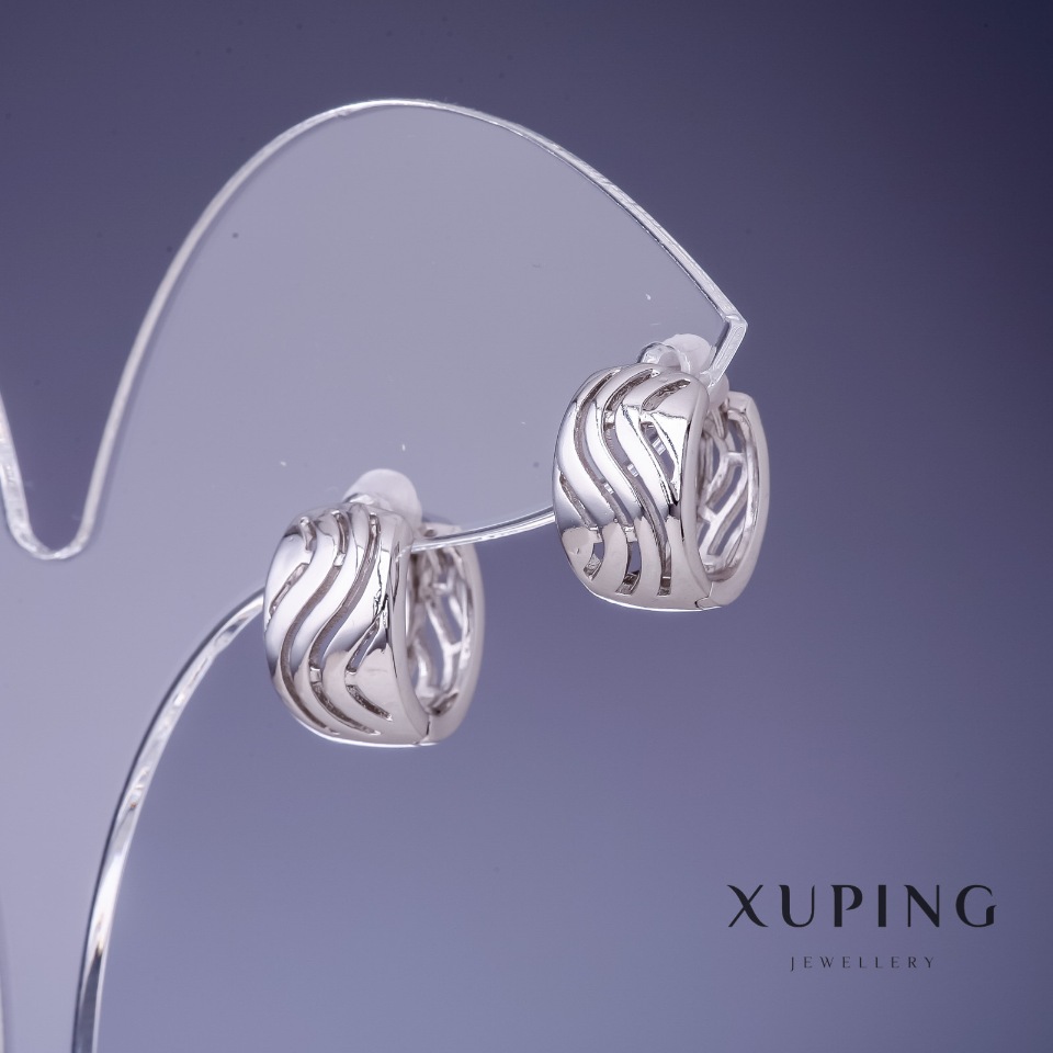 Xuping Wave Earrings 13x8mm Rhodium
