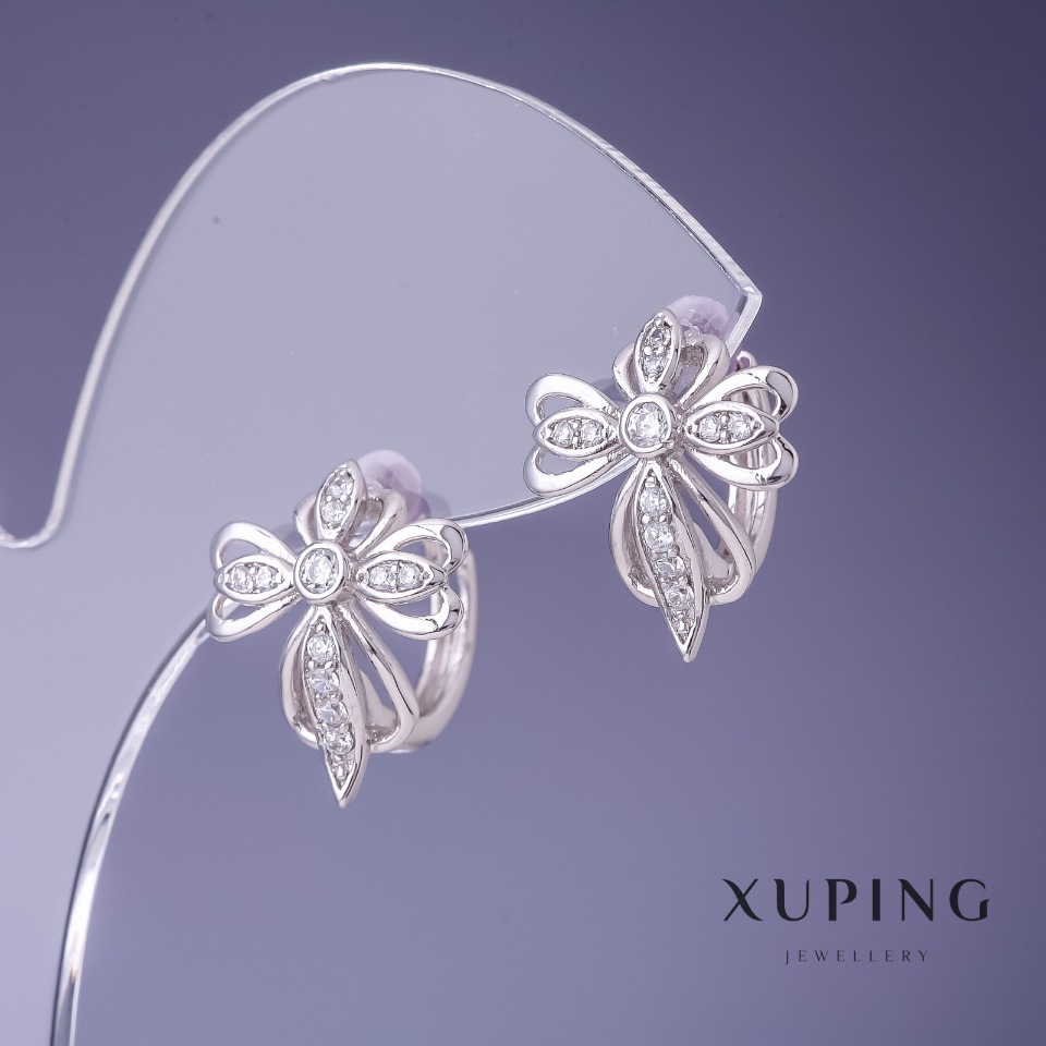 Xuping 13x16 mm Rhodium Earrings
