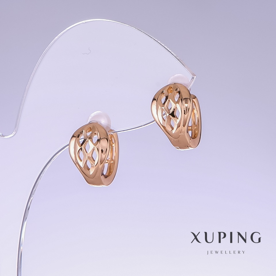 Xuping Earrings, length 13mm, thickness 9mm, 18K gold plating