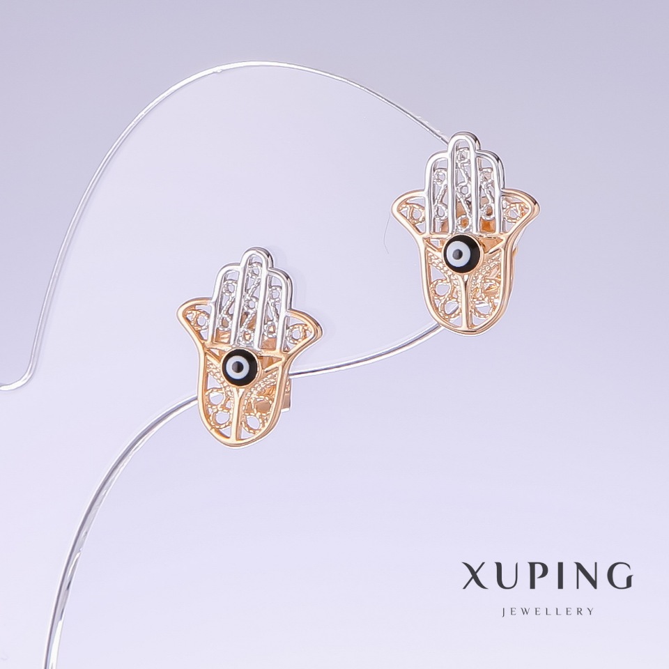 Xuping Earrings 'Palm Eye', length mm, thickness mm, rhodium, 18k gold plating