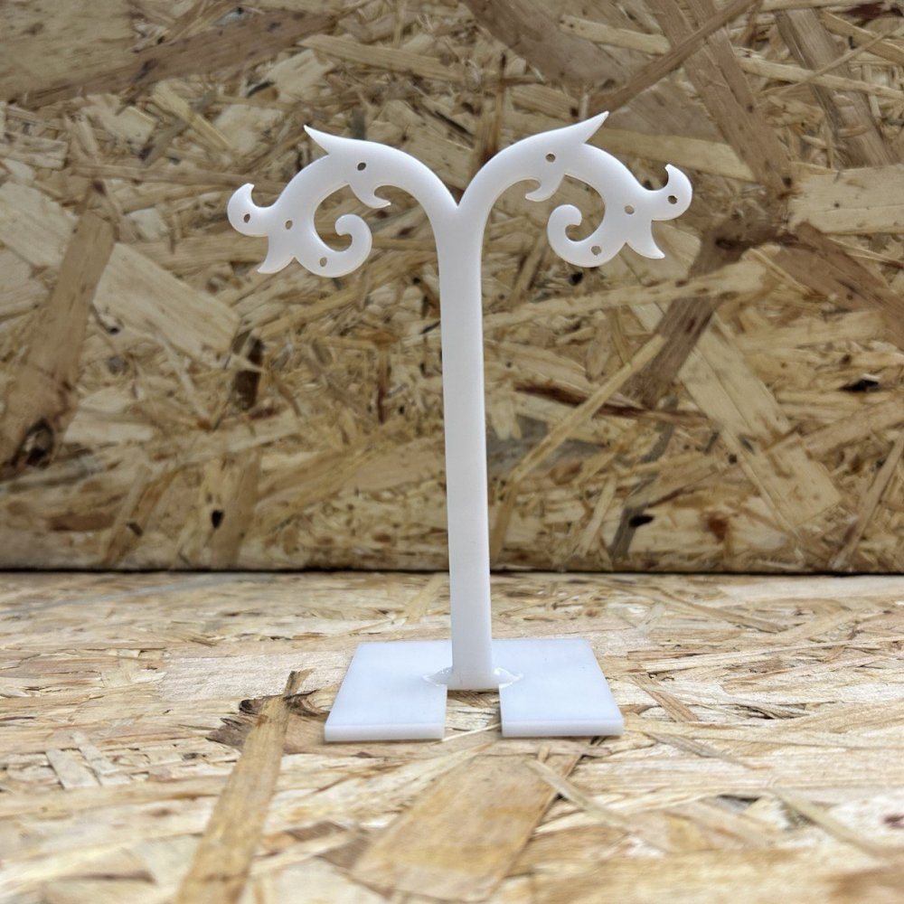 Earrings stand, white plastic, height 117mm, width 92mm, depth 55mm