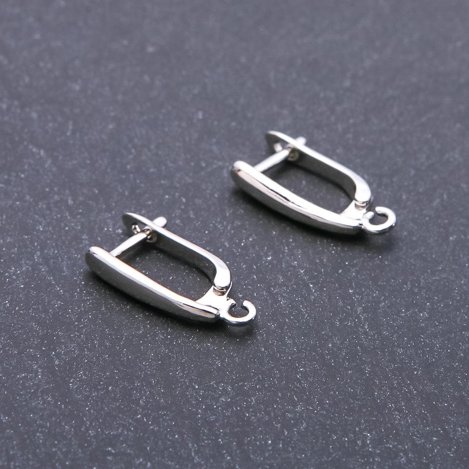 Ear Wires for Earrings 3x15x18 mm, color 'silver', Pair