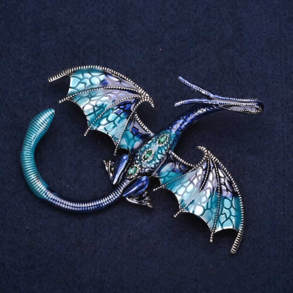 Blue Dragon Brooch 'Sapphire' 79x72mm