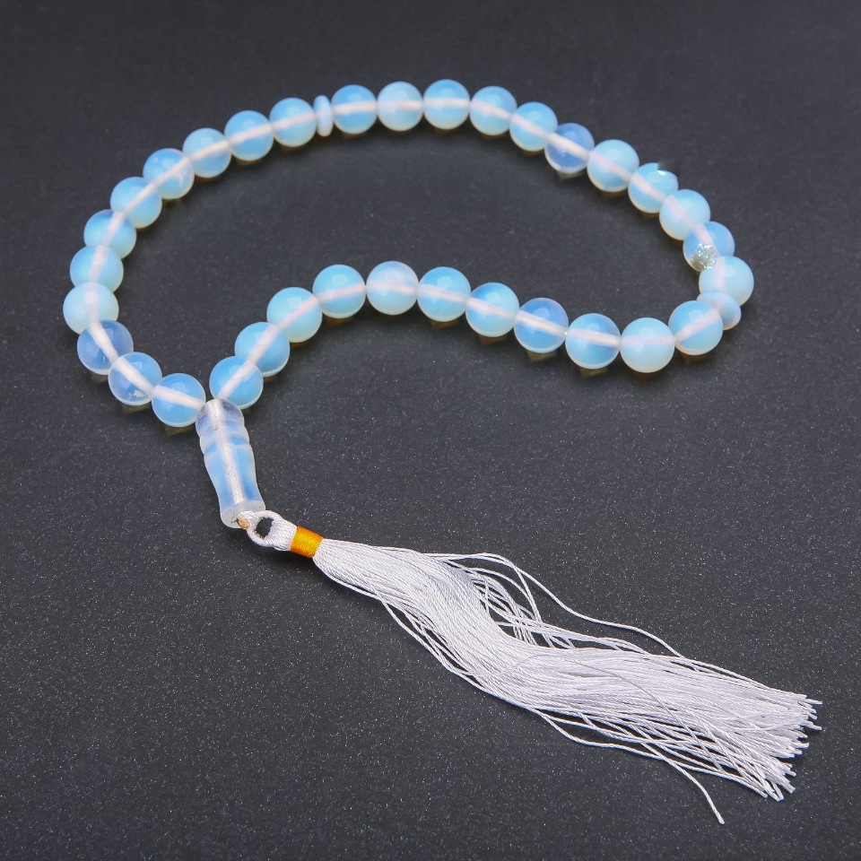 Moonstone (Synthetic) Mala Beads, 33 Beads, 10 mm Diameter+