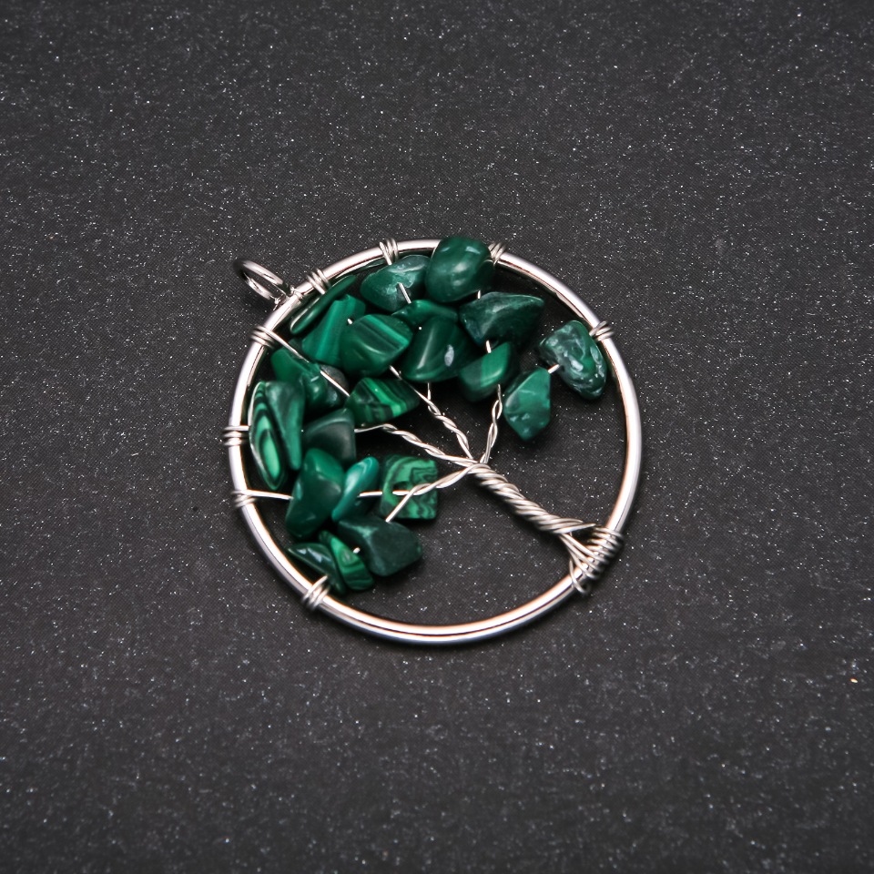 Pendant "Tree of Happiness" Malachite, 30 mm diameter