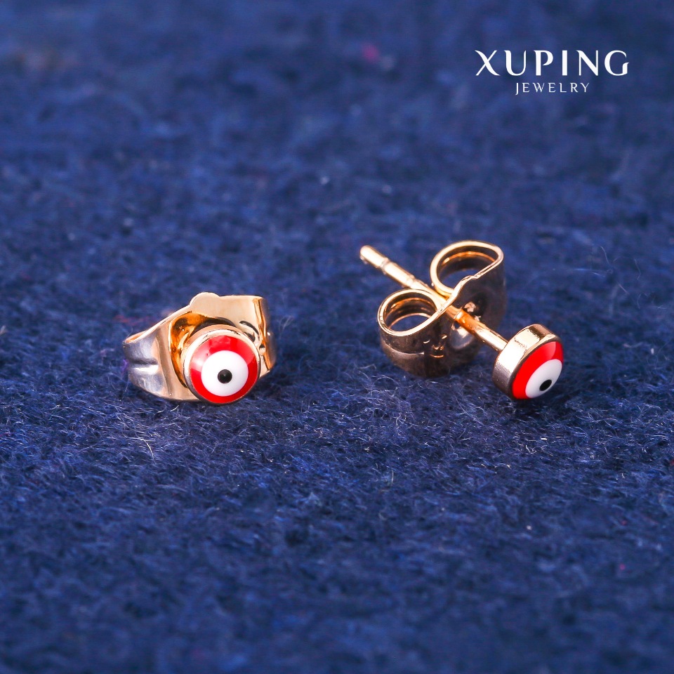Xuping Red Eye 4mm Stud Earrings, 18K Gold Plated