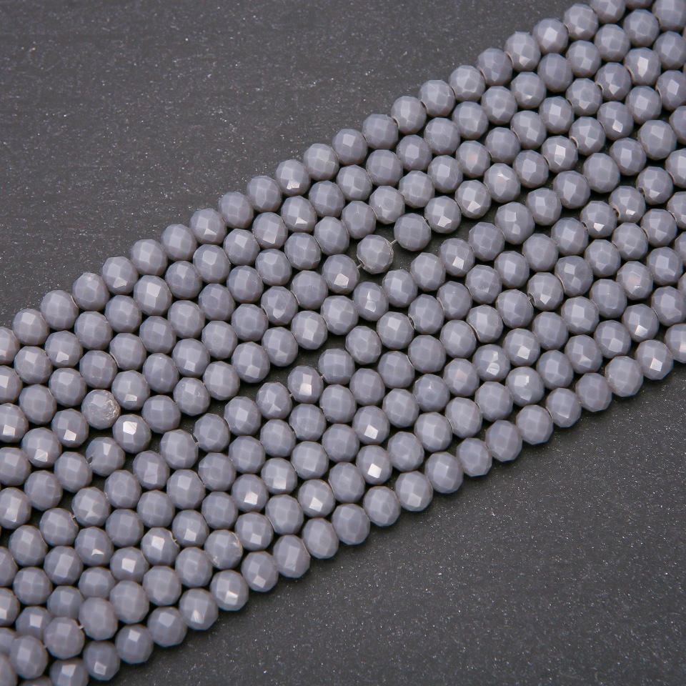 Matte Dark Gray Czech Crystal 'Rondelle' Beads, 6x4 mm, 5 (+/-) mm thread, length 38 cm