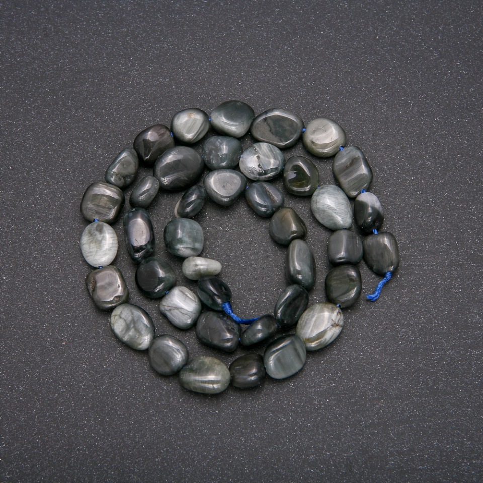Faceted Cat's Eye natural stone beads, diameter 8x12 mm, length 38 cm