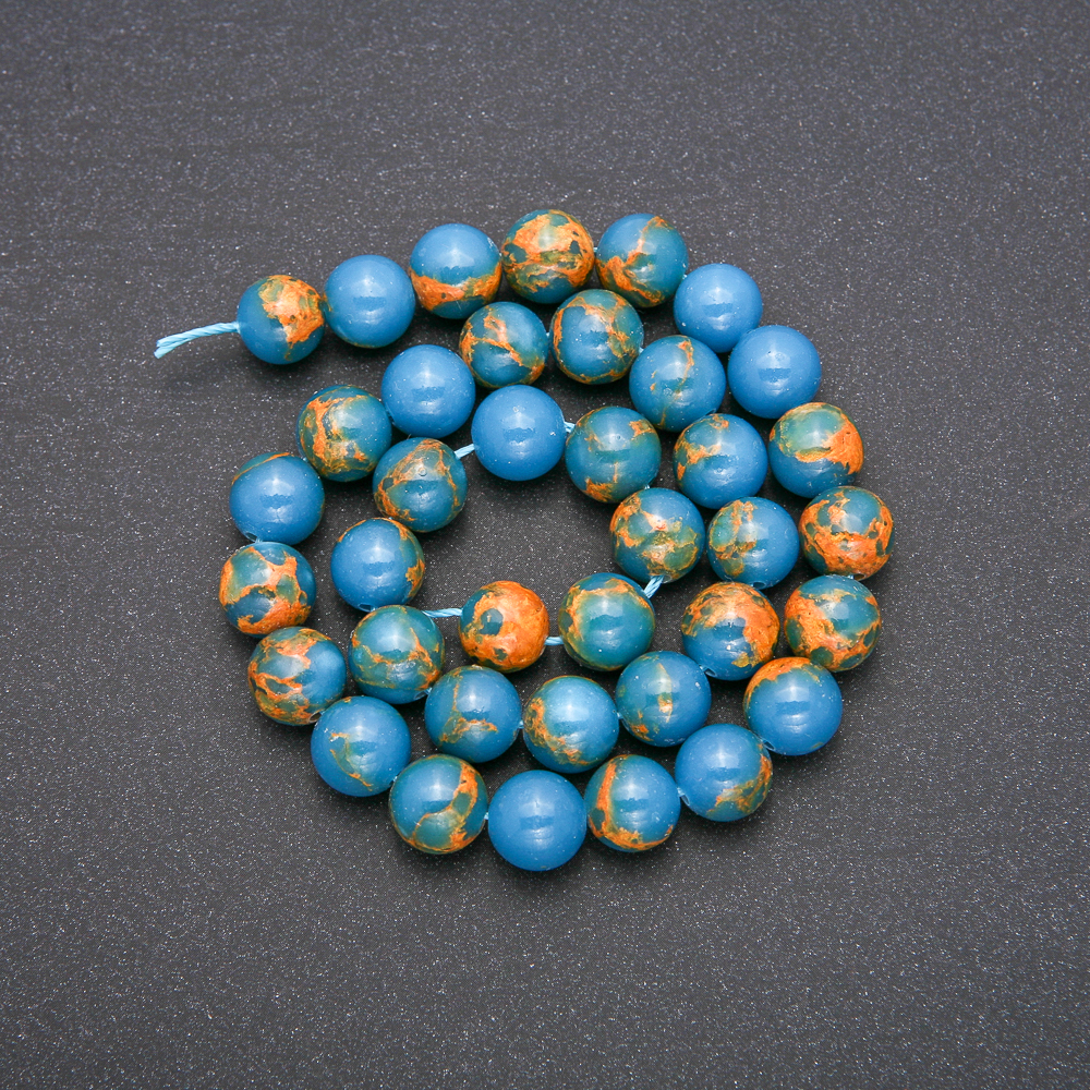 Blue Variscite Beads, Smooth Round Beads, 10 mm Diameter, 36 cm Length (+/-)