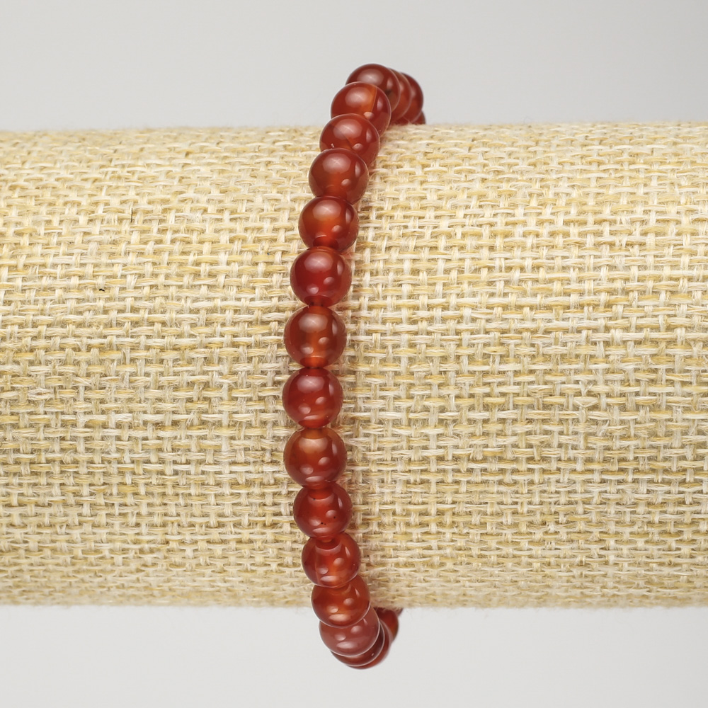 Carnelian bracelet on elastic, smooth beads, 6 mm diameter, 18 cm circumference