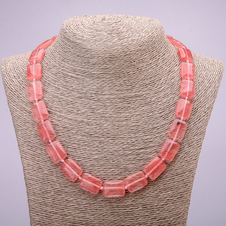 Chalcedony Rectangle Bead Necklace, 13×18 mm, 48 cm