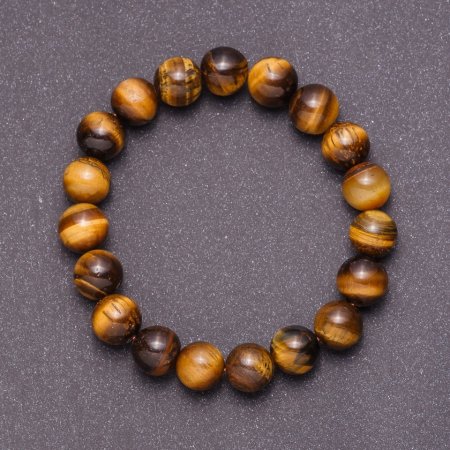 Tiger's Eye natural stone bracelet on elastic, 10mm beads, 18 cm circumference