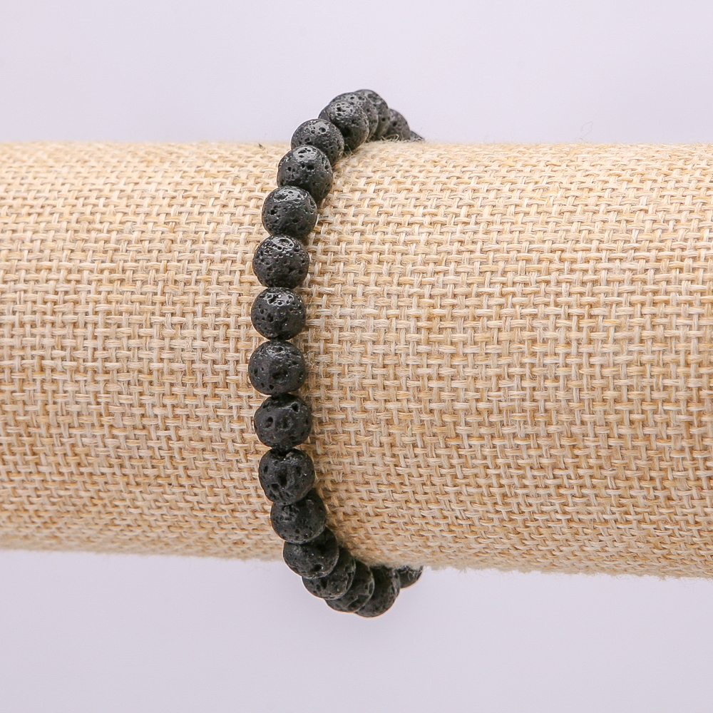 Bracelet made from natural lava stone, lava bead, 6mm diameter, 18cm length