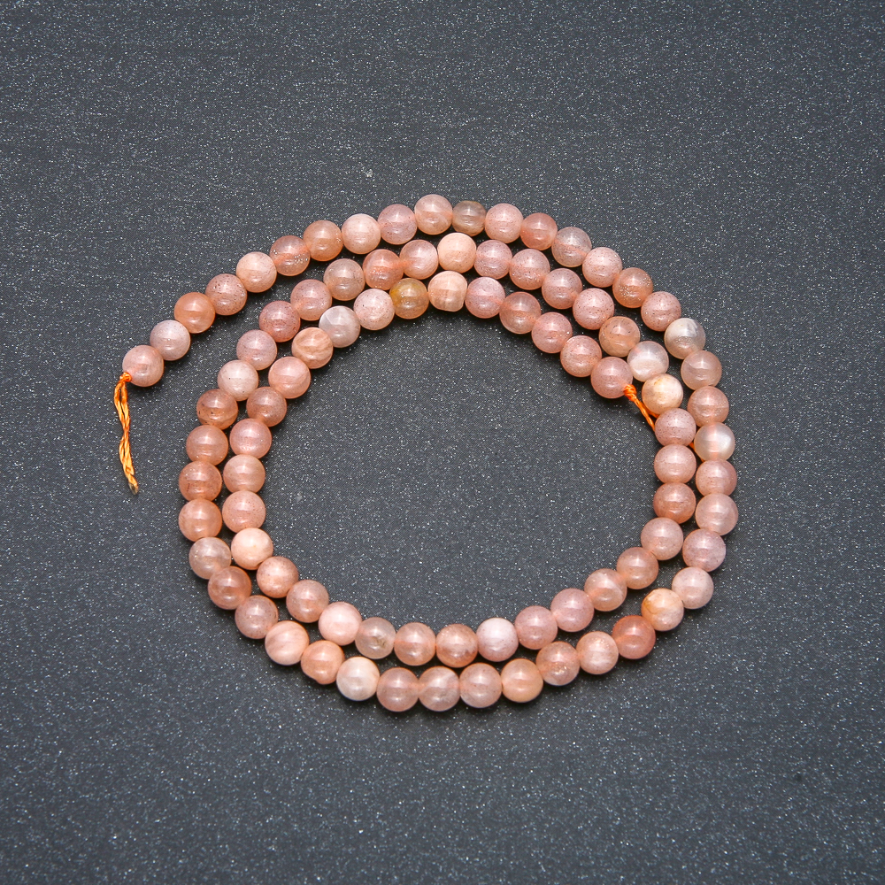 Selenite Beads on Thread, Natural Stone, Smooth Round Beads, 4mm Diameter ±, 39 cm Length